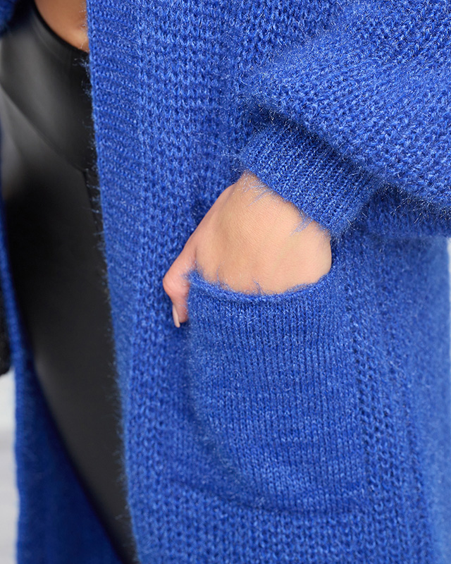 Kobaltblauer langer Cape-Pullover für Damen - Kleidung