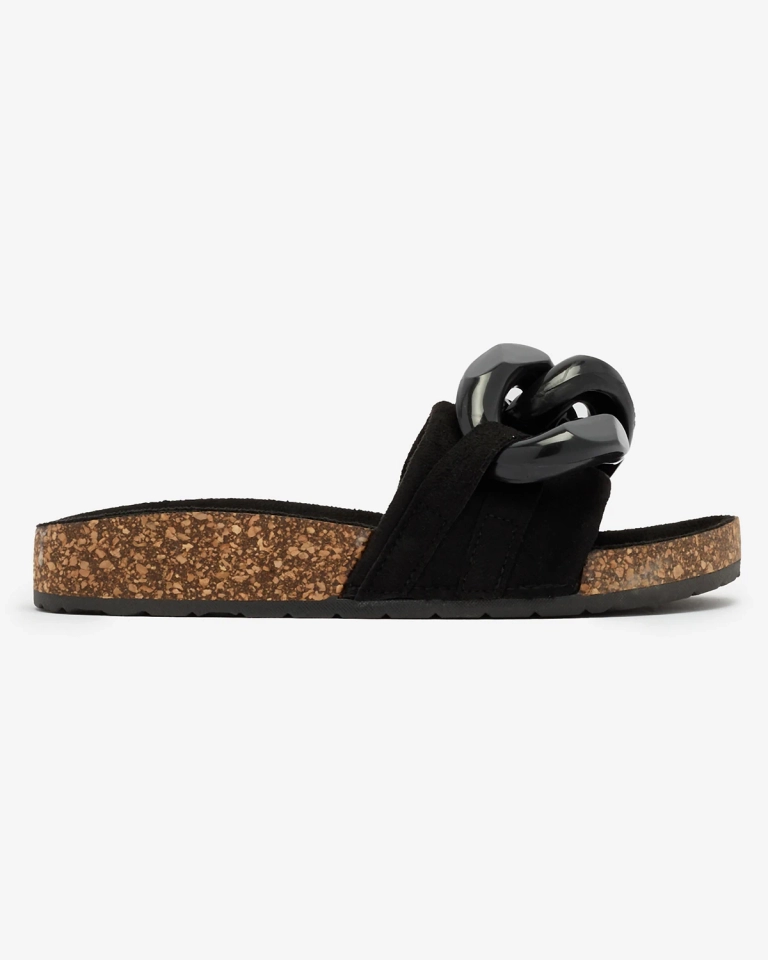 Royalfashion Damen Flip-Flops mit Kunststoffkette in schwarz Opixi