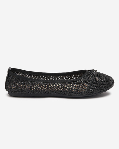 Wewo schwarze Damen geflochtene Ballerinas - Schuhe