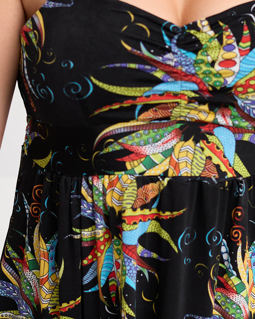 Жіноча коротка чорна сукня з принтом - Одяг