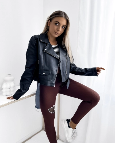 Damen-Leggings in Braun mit Herz - Kleidung