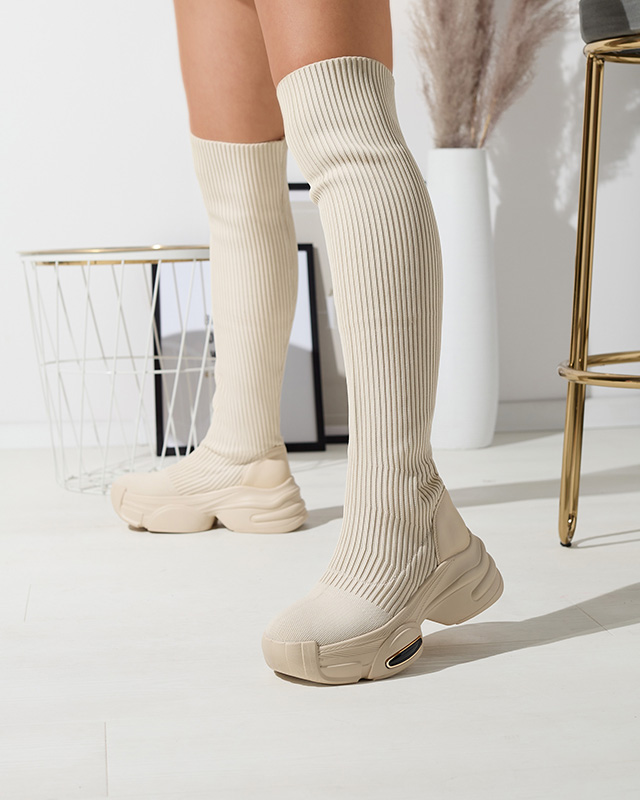 Beige Damenstiefel zum Hineinschlüpfen Georisa - Footwear