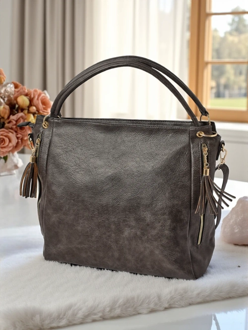 Жіноча шкіряна сумка Artemida Vera – сіра елегантність і функціональність