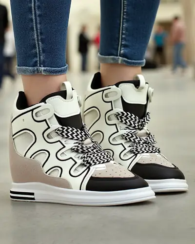 Royalfashion Hohe Sportschuhe für Damen mit verstecktem Keil Oblaffi