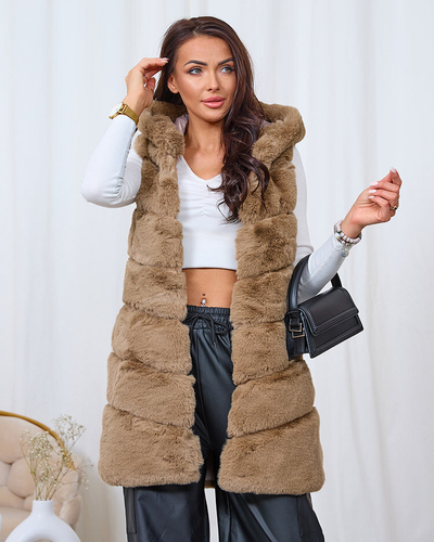 Royalfashion Damen Pelzweste in braun