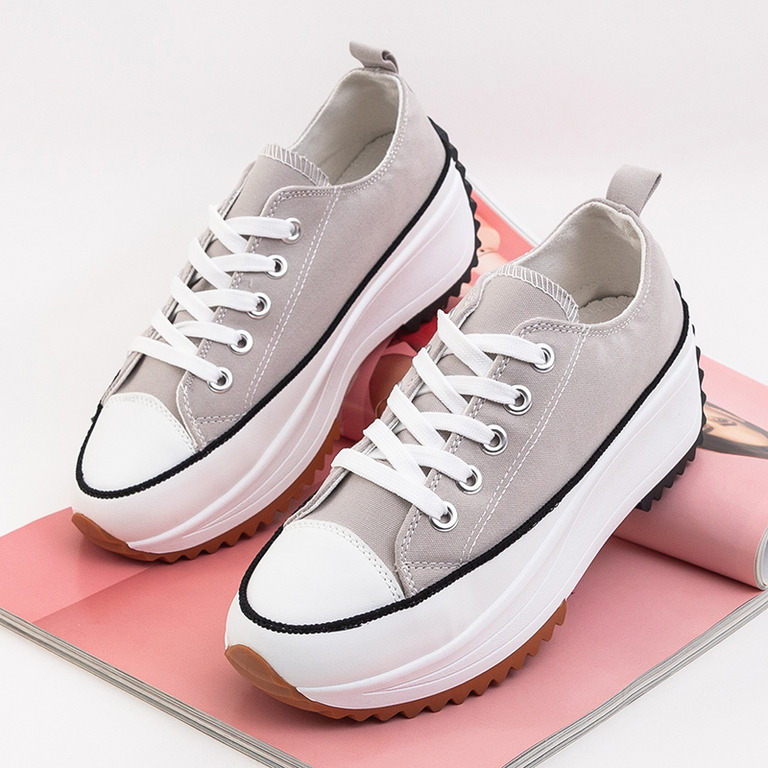 Hellgraue Damen-Sneaker auf dem Vinesa-Plateau Schuhe