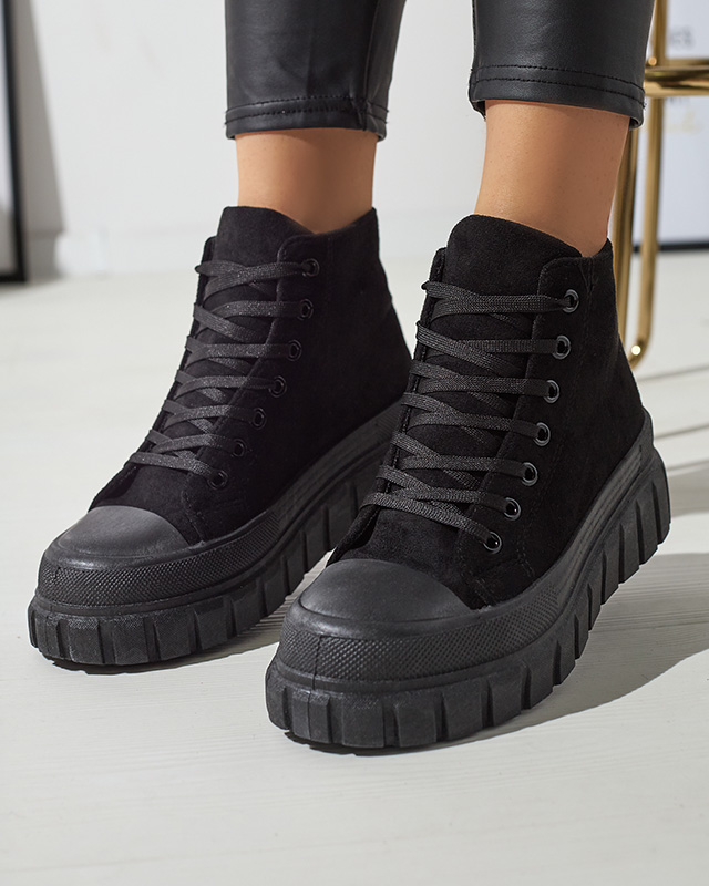 Schwarzer Damen-Schnürstiefel a'la sneakers Netara - Footwear