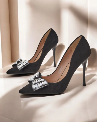 Royalfashion Damen hochhackige Schuhe mit einer Schleife Cocarte