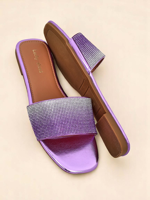 Royalfashion Жіночі шльопанці з цирконами ShinyGlow