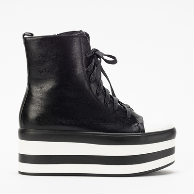 Jesida Schwarze Damen Plateau Stiefeletten - Schuhe