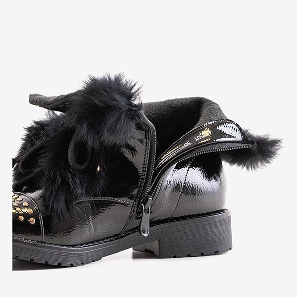 Schwarze Stiefel mit Fell Flaminia - Schuhe