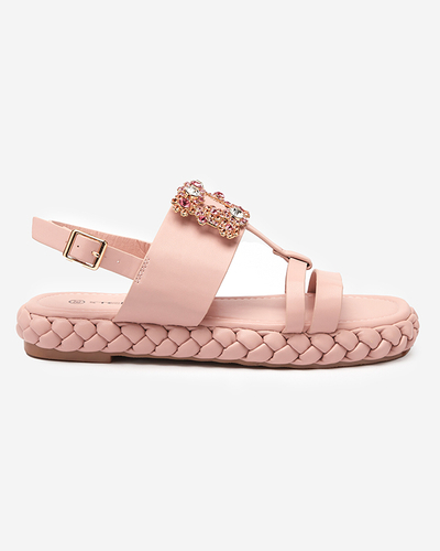 Hellrosa Damensandalen mit dekorativer Govy-Schnalle - Footwear