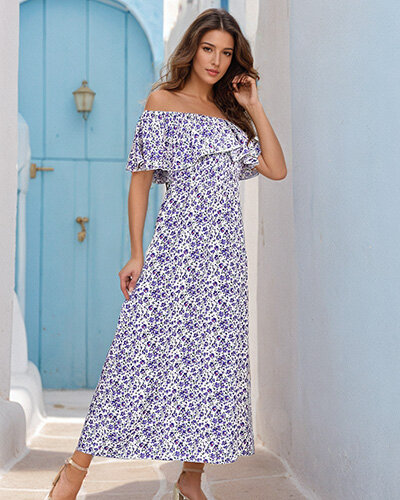 Royalfashion Damen Midikleid a'la hiszpanka