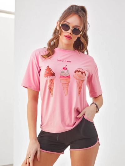 Royalfashion Damen Sportset mit T-Shirt und Shorts Ice Cream