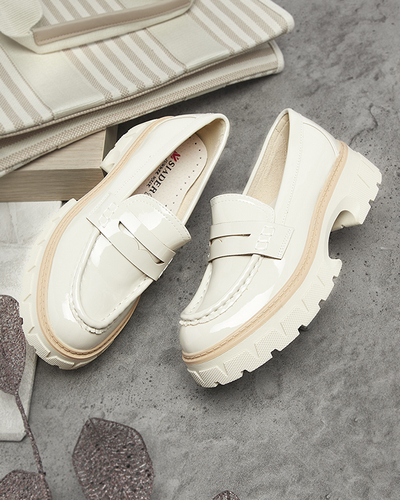 Beige lackierte Mokassins für Damen Mewira - Footwear