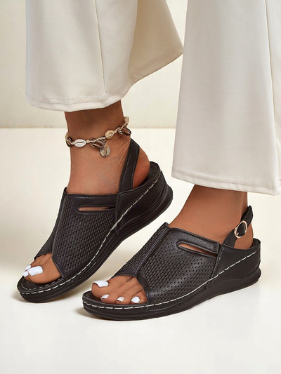 Royalfashion Damen Sandalen mit niedrigem Keilabsatz Mira