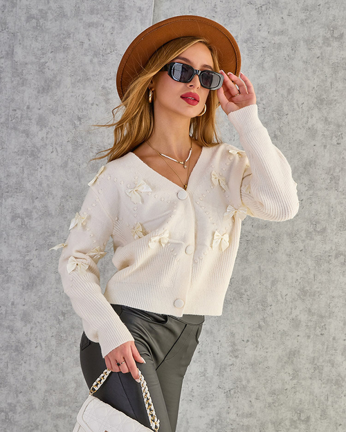 Жіночий светр Royalfashion на ґудзиках з бантами