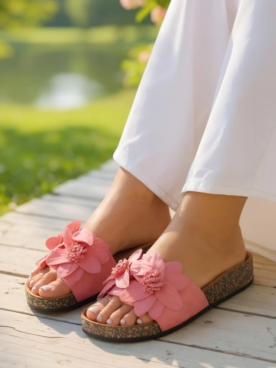 Royalfashion Damen Sandalen mit Blumen Foules