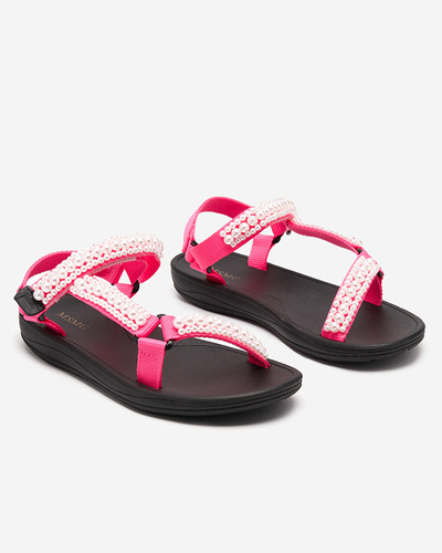 Sportliche Damensandalen in Neonpink mit Dotiss-Perlen - Schuhe