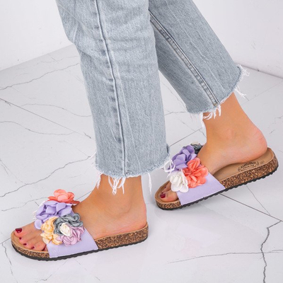 Lila Flip-Flops mit dekorativen Blumen Vilena - Footwear 1