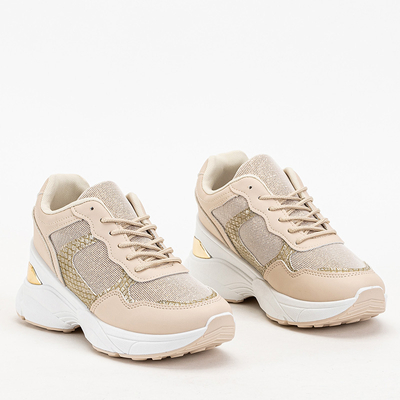 Beige Turnschuhe für Damen mit verdecktem Keilabsatz Waqsy - Footwear