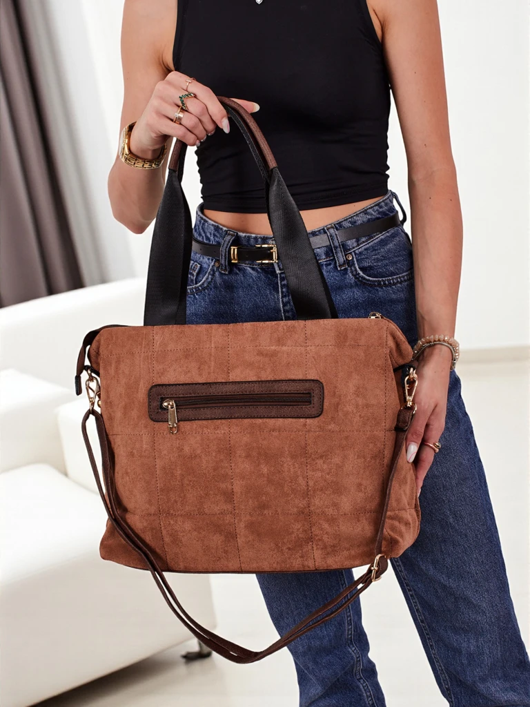 Aurelia Toscana Große braune A4 Wildledertasche mit goldener Kette