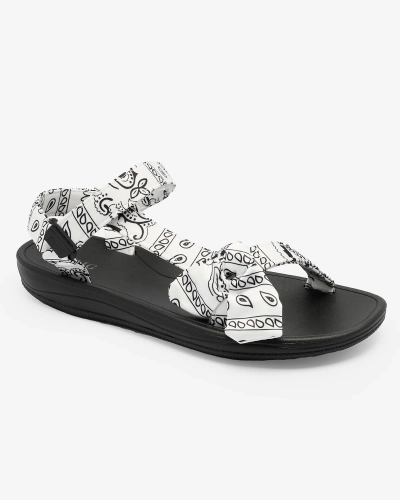 Royalfashion Weiße und schwarze Damensandalen mit Schleife Oyall