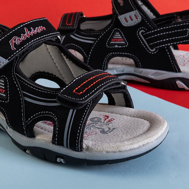 Schwarze Monekin-Klett-Sandalen für Jungen - Schuhe