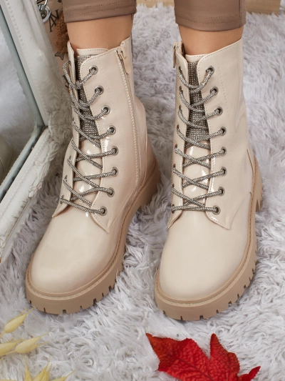 Lackierte Damen Schnürstiefeletten Fjorra