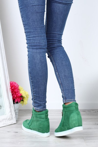 Zielone sneakersy na koturnie - Obuwie