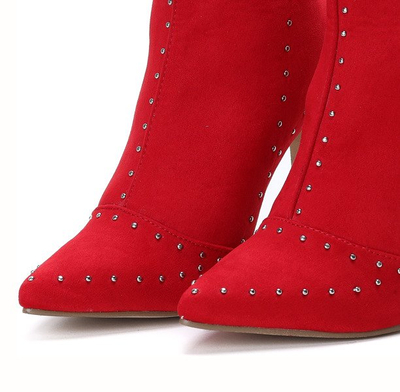 Czerwone botki na szpilce Vivian - Obuwie