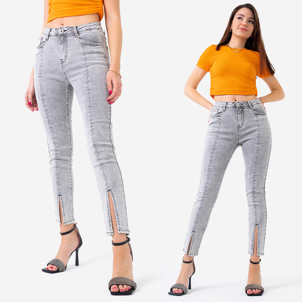 Graue Skinny-Jeans für Damen - Kleidung