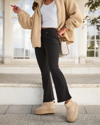 Royalfashion Schwarz Damen Öko-Leder-Leggings a'la bells