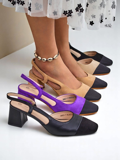 Royalfashion Damen Pumps mit niedrigem Absatz und dekorativer Spitze Eleganzo