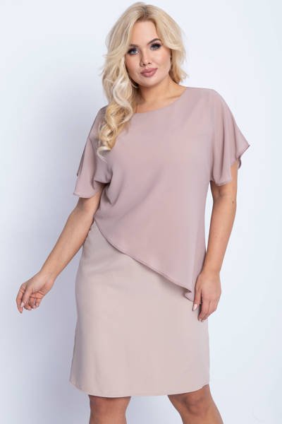 Beiges Kleid über dem Knie PLUS GRÖSSE - Kleidung 1