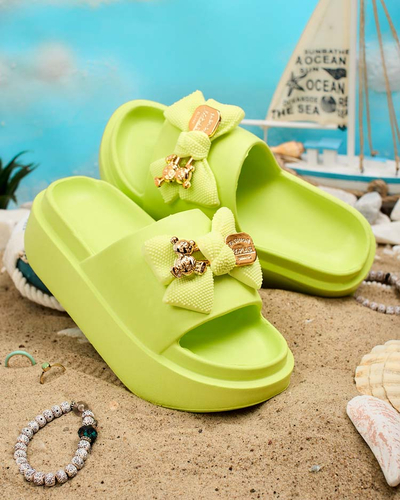 Royalfashion Damen-Gummi-Flip-Flops mit Zierschleife Nilm
