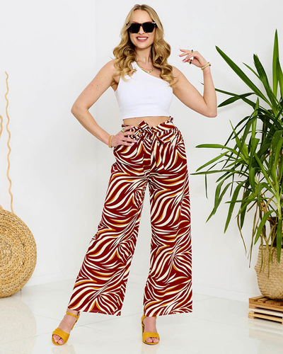 Gemusterte Damen-Palazzo-Hose in Rot- Kleidung