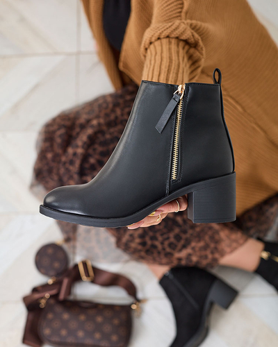 Royalfashion Schwarzes Öko-Leder Damenstiefel Rejerry