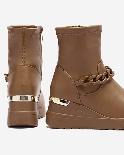 Hellbraune Damenstiefel auf Anker mit Kette Fefricca- Footwear