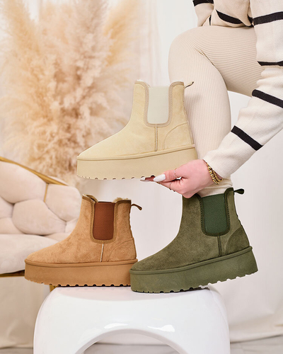 Royalfashion Beige Damen Plateau Schneestiefel Stiellsia