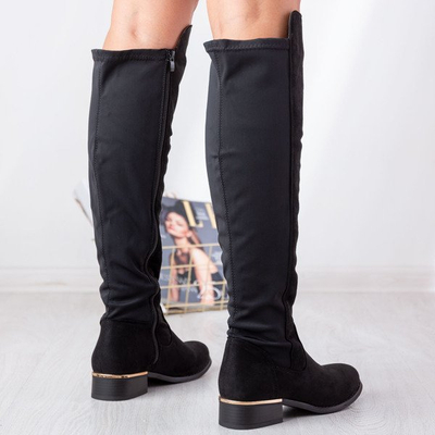 Schwarze Stiefel mit flachem Absatz Leihen - Schuhe 1