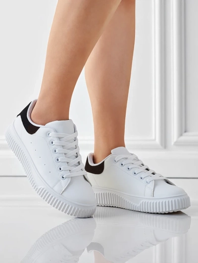 Callista Damen-Plateausneakers aus Öko-Leder, wei	-schwarz