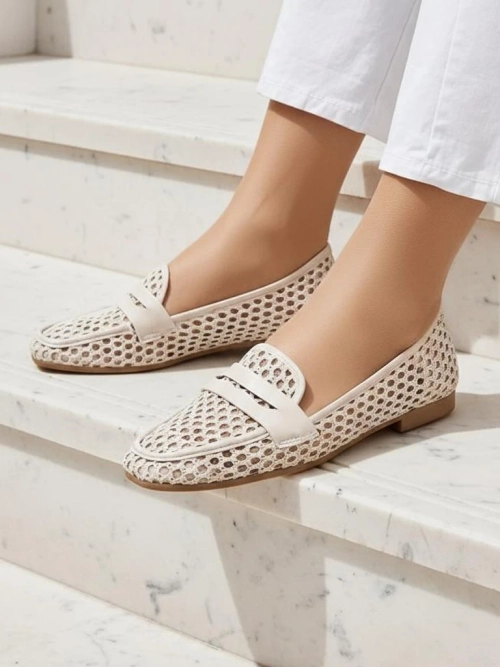 Бежеві мокасини Royalfashion Primavera Aelia з тканини з мигдалеподібним носком