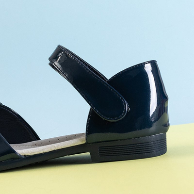 OUTLET Marineblaue Kindersandalen mit Albina-Schleife - Schuhe