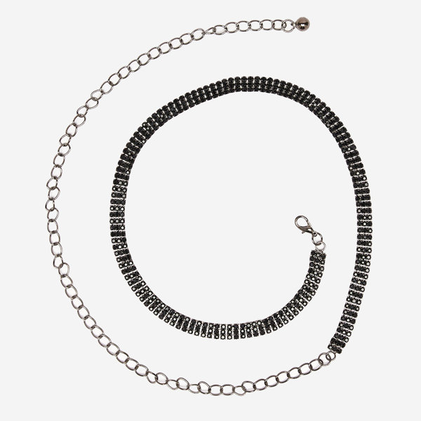 Schwarzer Kettengürtel für Damen mit Zirkonia - Accessoires