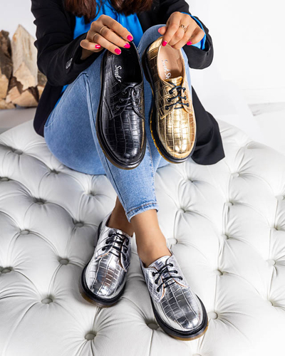 Goldener Damenschuh mit Seniri-Prägung - Schuhe