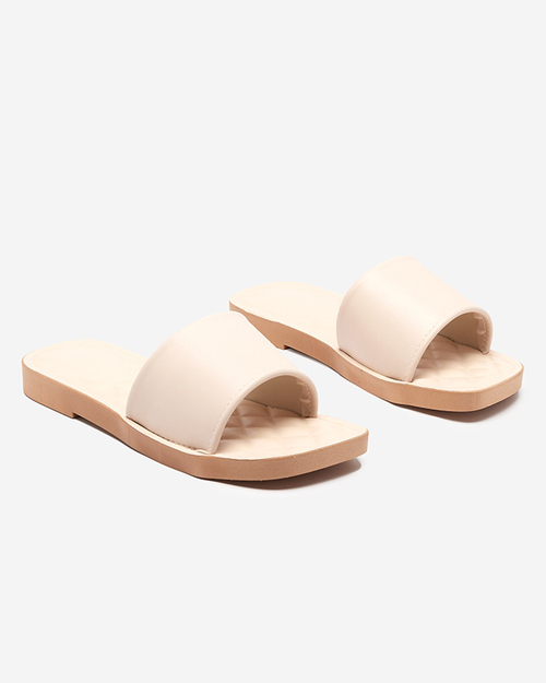 Бежеві жіночі шльопанці зі стьобаною устілкою Parekis