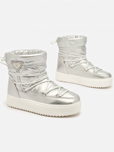 Royalfashion Damen Silber Vevnose Schlupfstiefel a'la Schneestiefel