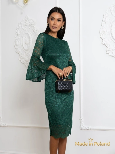 Elegantes Damen-Midikleid aus Spitze mit weiten Ärmeln Holly Wow