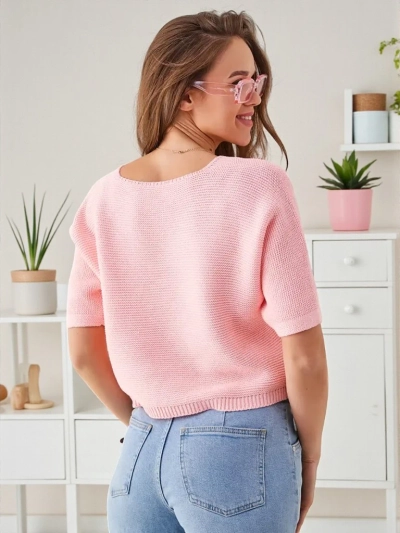 Royalfashion Жіночий бавовняний короткий светр з метеликами